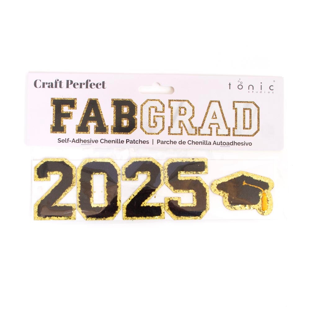 Black, Craft Embellishments, Art & School, Craft Perfect, Grad Cap Decor, Chenille, Self Adhesive, 2025, Patch, 962202